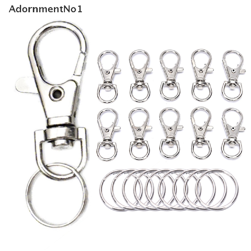 (AdornmentNo1) 50pcs Klip Kait Lobster Bahan Metal Dengan Gantungan Kunci Untuk Perhiasan DIY