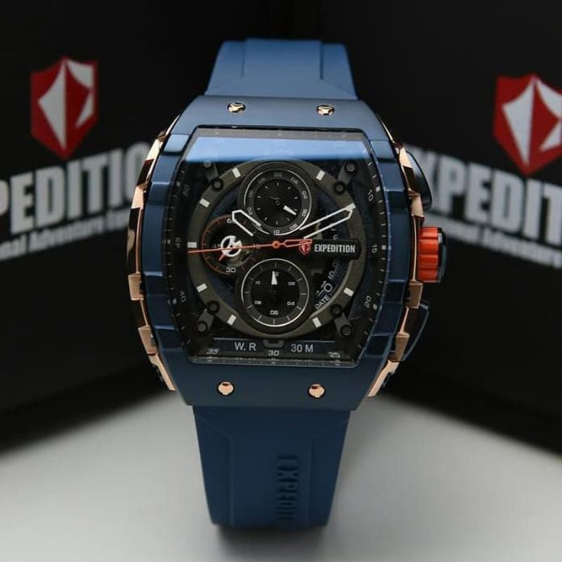 Jam Tangan Expedition E6782 Blue / Rose Gld Original