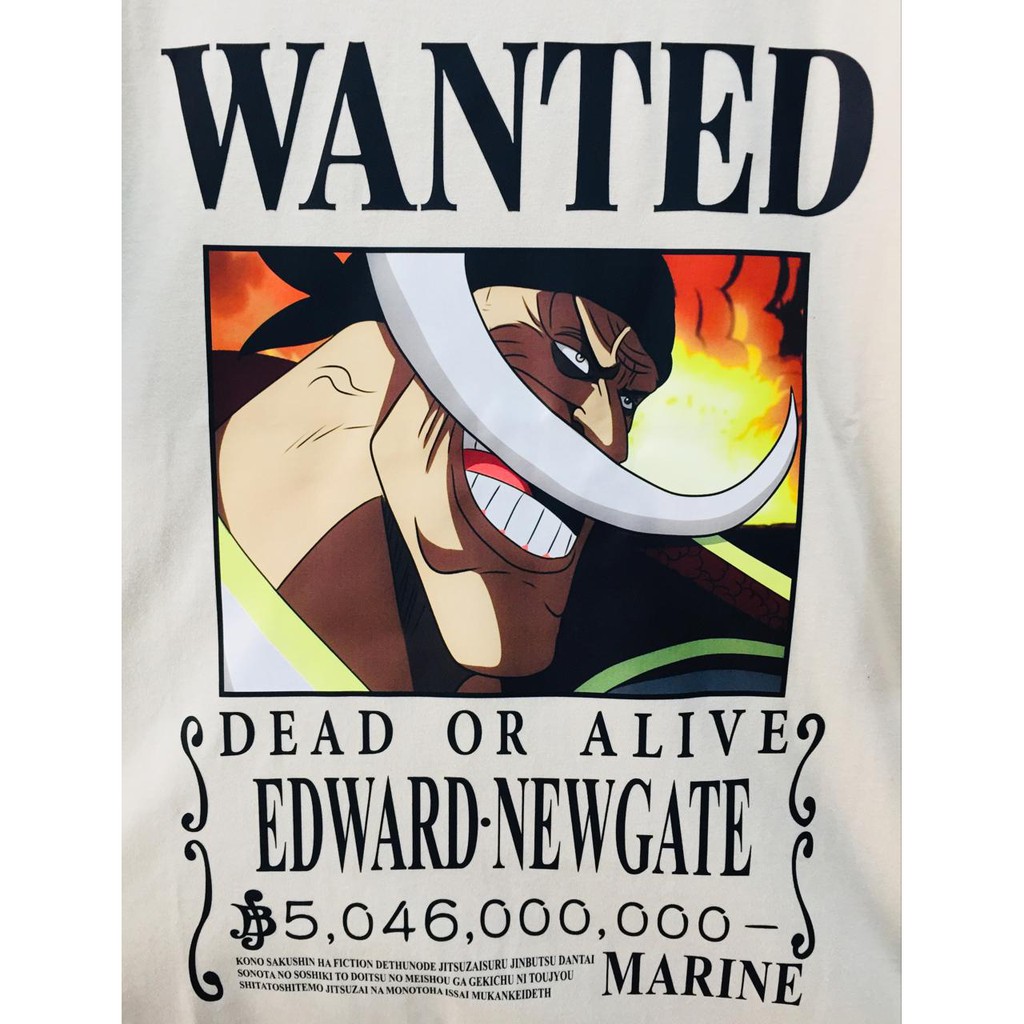 Tshirt Edward Negate Wanted Shirohige Cream Anime Manga One Piece