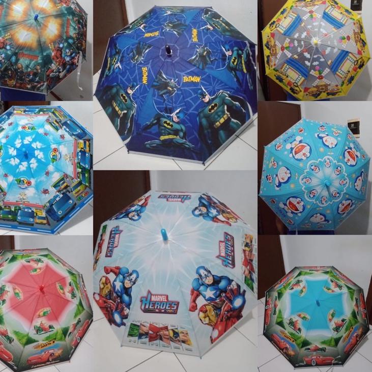 Terlaris.. Payung Anak Karakter Murah / Payung PVC Anak + Pluit / Payung Anak Lucu / Payung Viral