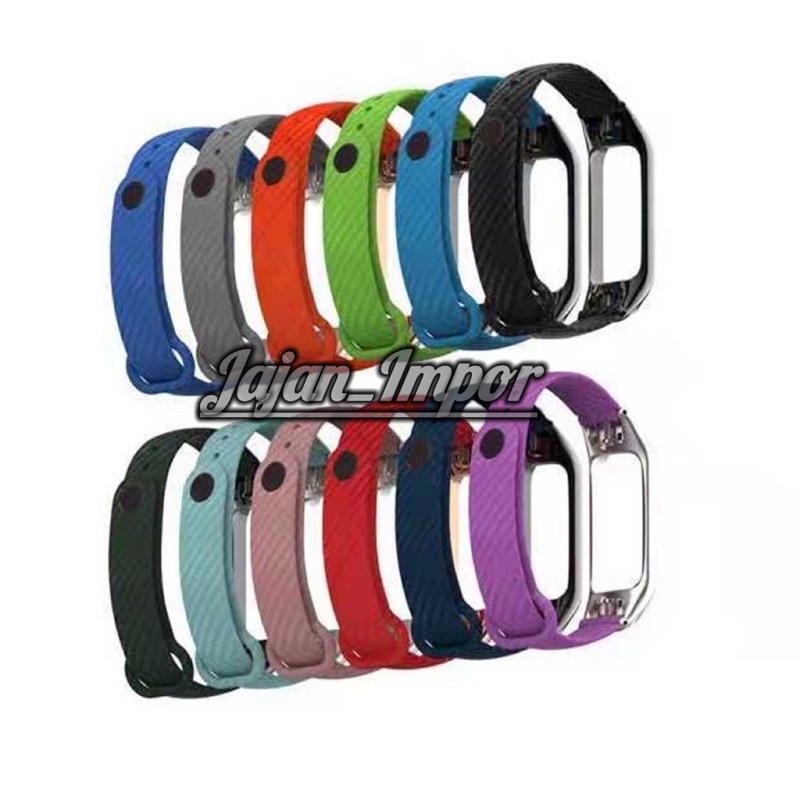 Strap Xiaomi Mi Band miband  3 4 5 6 Replacement Metal Frame Carbon Fiber Strap Wristband