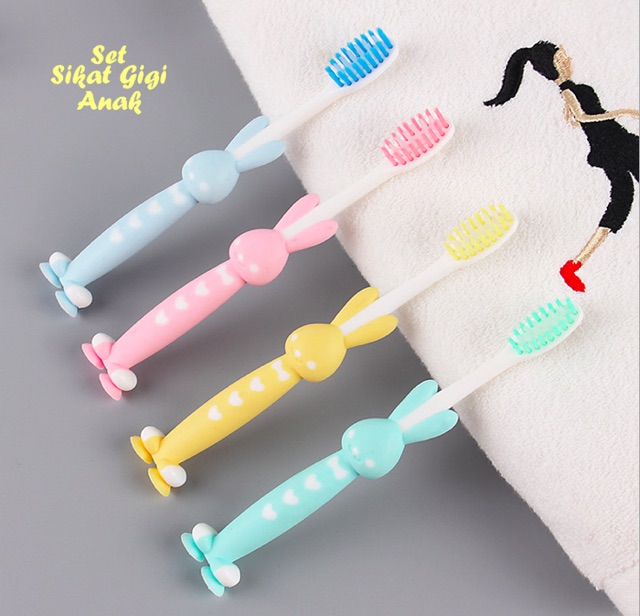 Sikat gigi set anak baby BUNNY  ( 1 set isi 4 beda warna)