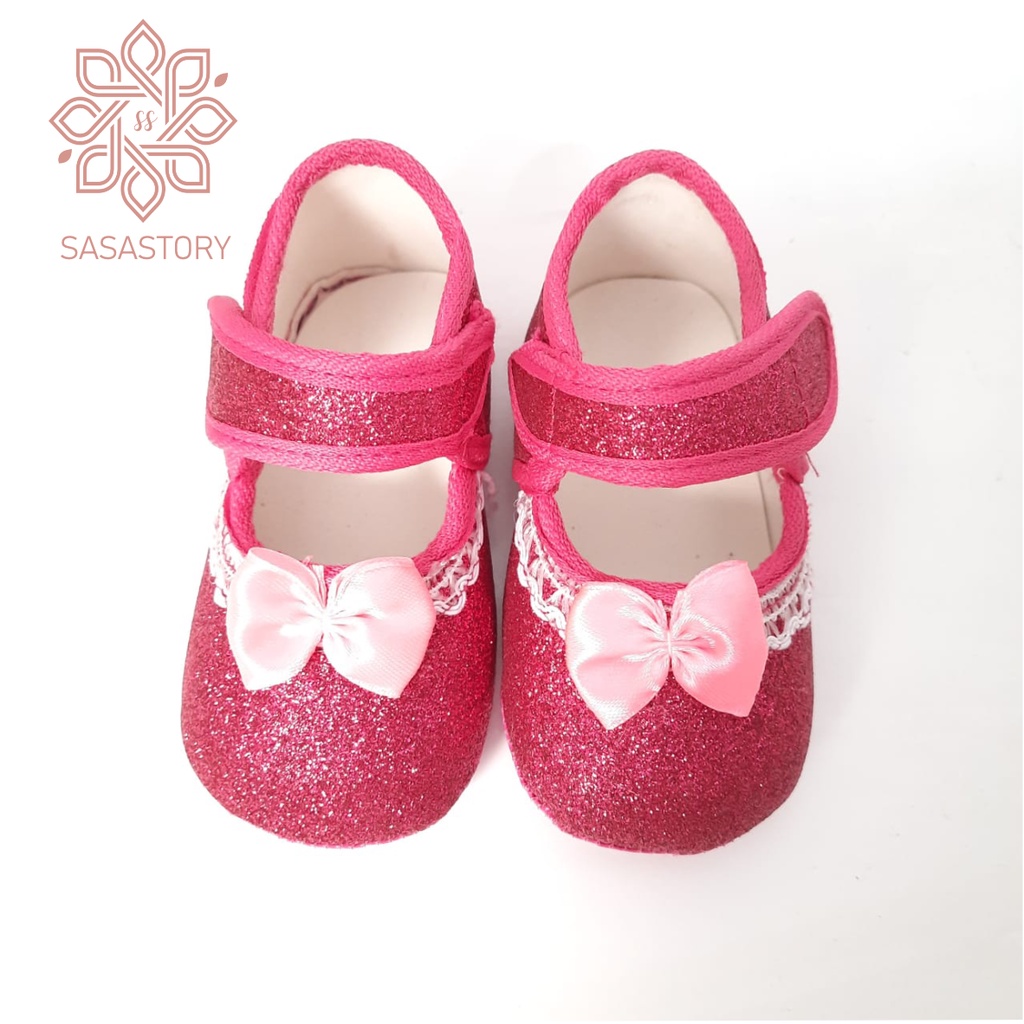 SEPATU BABY BAYI PREWALKER PESTA ANAK PEREMPUAN GLITTER AP05