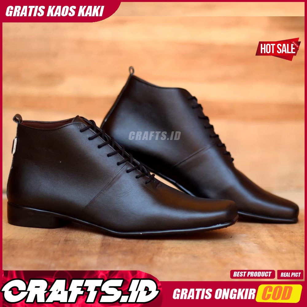 CRAFTS X WOODY Sepatu Formal Pria Pantofel Kulit Asli Kerja Sepatu Casual Cowok
