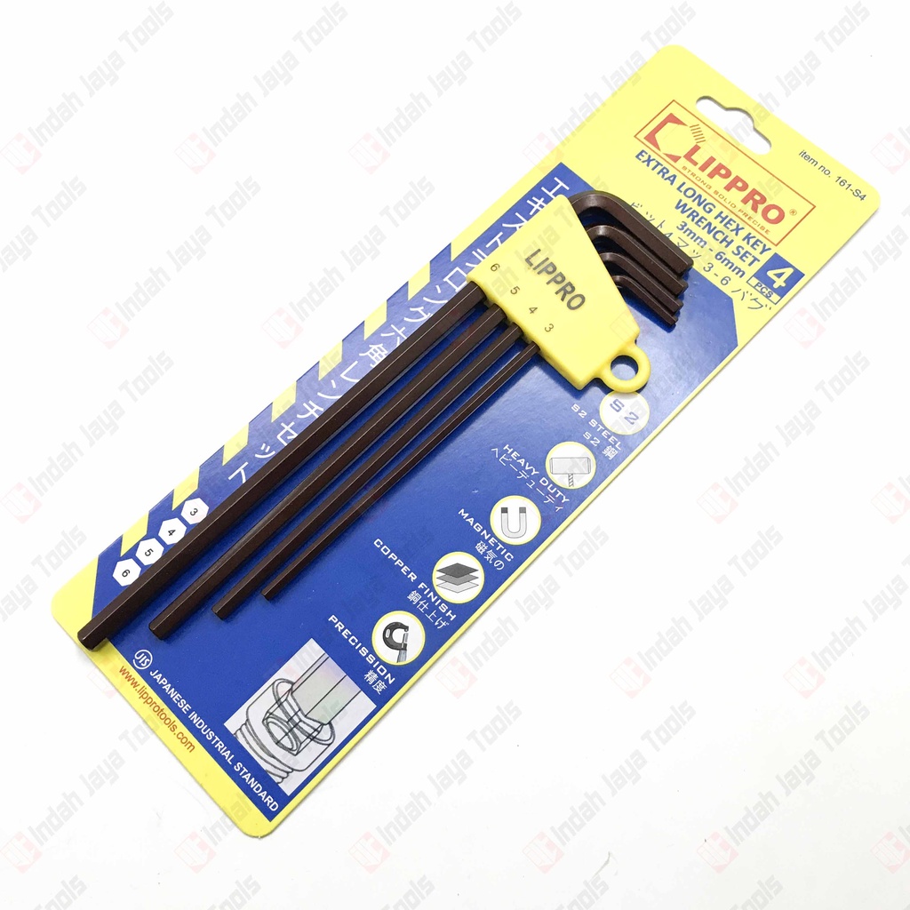 LIPPRO 161-S4 4 PCS Kunci L Set Panjang 3-6 mm Extra Long Hex Key