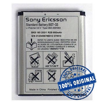 Baterai bst 33 original 100% sony W205, W300c, W300i, W302, W395, W395a, W395c,W610c, W610i,