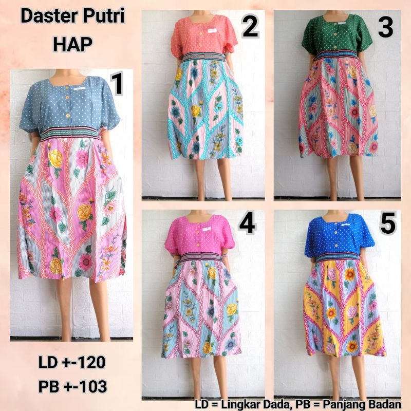 DASTER PUTRI LENGAN HAP JUMBO BIGSIZE ADEM WFR + POLDI MUAT 5pcs