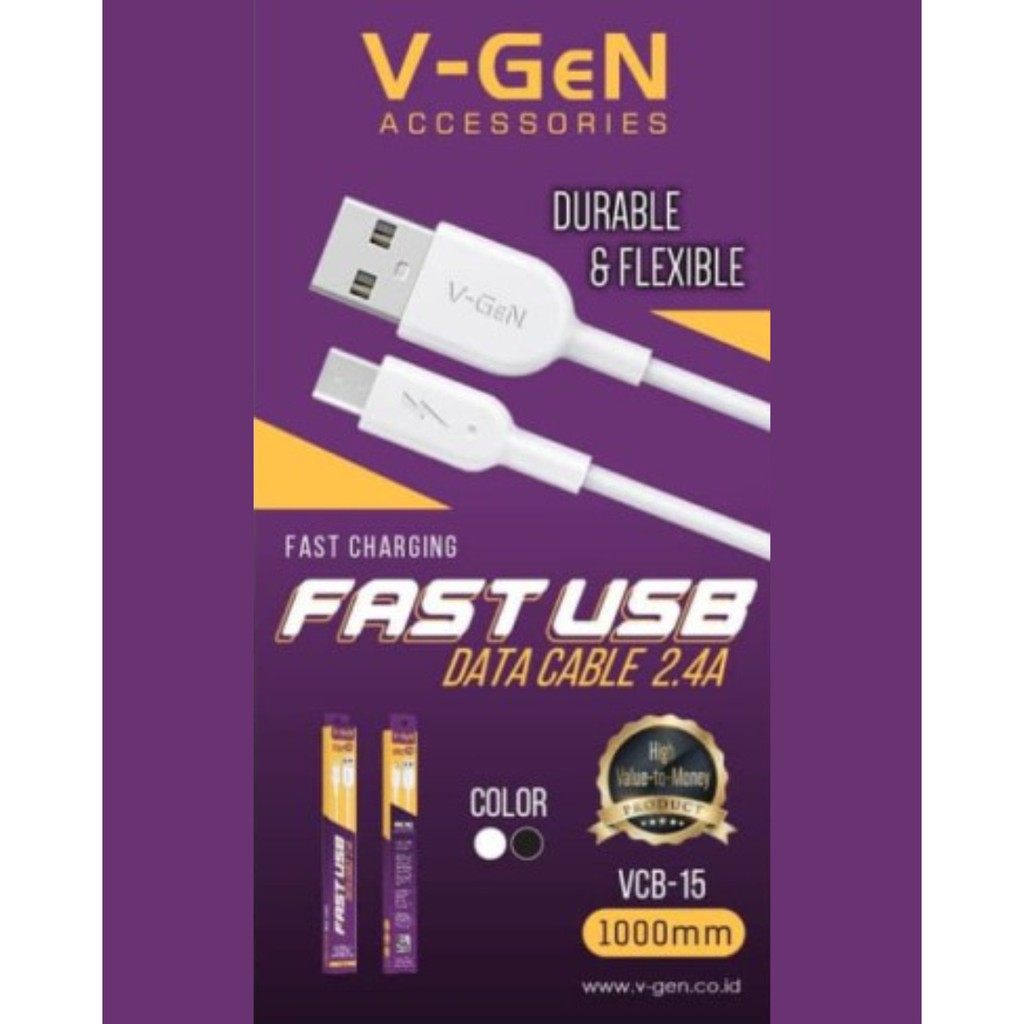 KABEL USB V-GEN 2.4A 1M VCB-15 MICRO