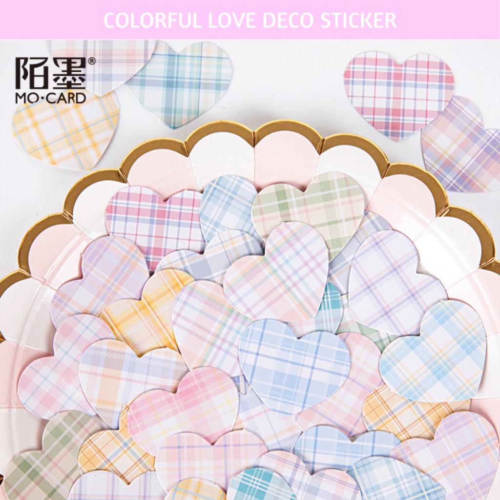 

SPARKLE STATIONERY | STICKER LOVE WARNA WARNI MODEL PLAID ISI 46 PCS BUJO PLANNER DIARY