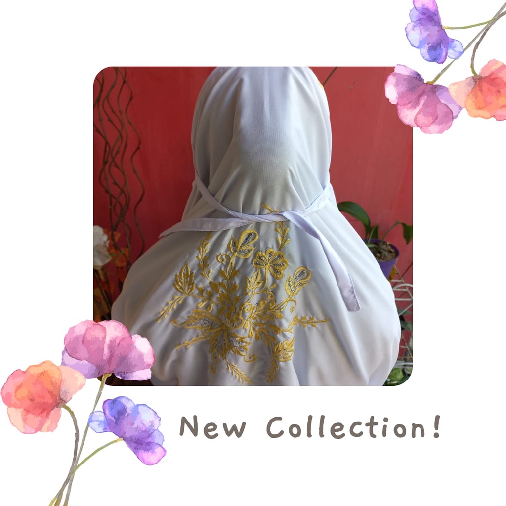 Mukenah Terusan Bordir Kuning/Mukenah Terusan dewasa