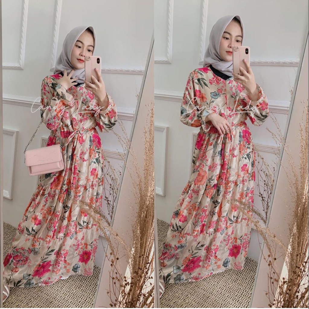 1KG MUAT 4PCS | SYIFANA MAXY GLAMOUR DRESS SUMMER FLORAL MOTIF HITS SELEBGRAM