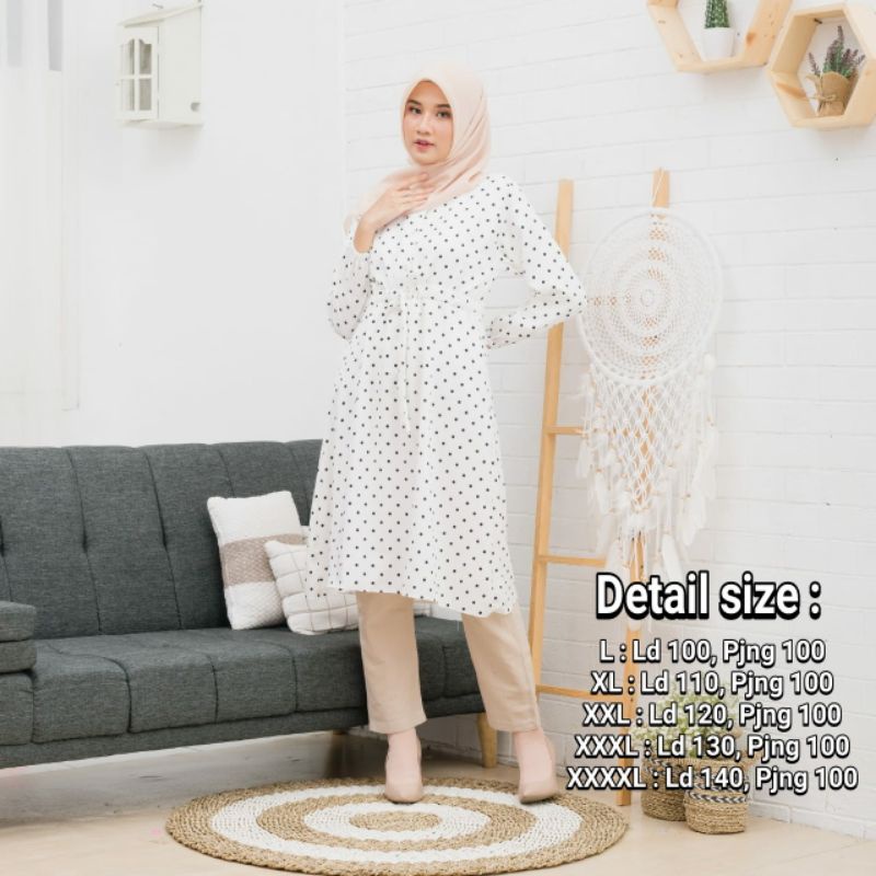 TUNIK POLKADOT / tunik murah / tunik kekinian / tunik terbaru 2021 / tunik terlaris busui friendly