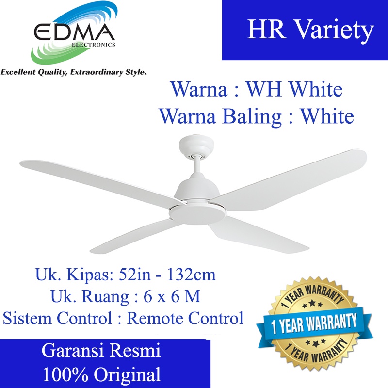 MT. EDMA 52in ATLAS Kipas Angin Gantung - Plafon (White,Black)