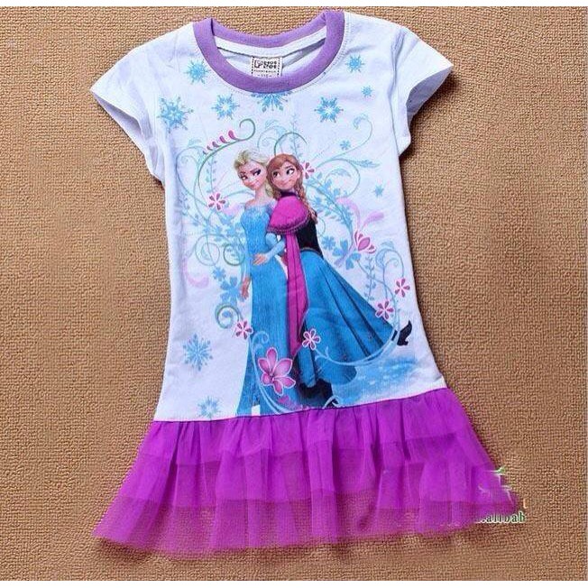 Dress Anak Perempuan/DRESS TUTU FROZEN ANA & ELSA PURPLE CD146