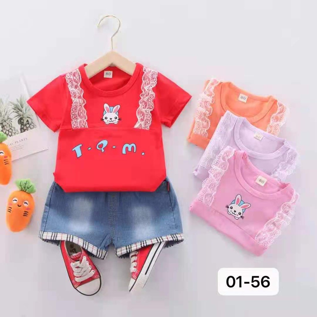 Setelan Baju Anak Perempuan Balita Import | Set Kaos Anak Cewek / Kualitas Premium harga Murah BAG MB