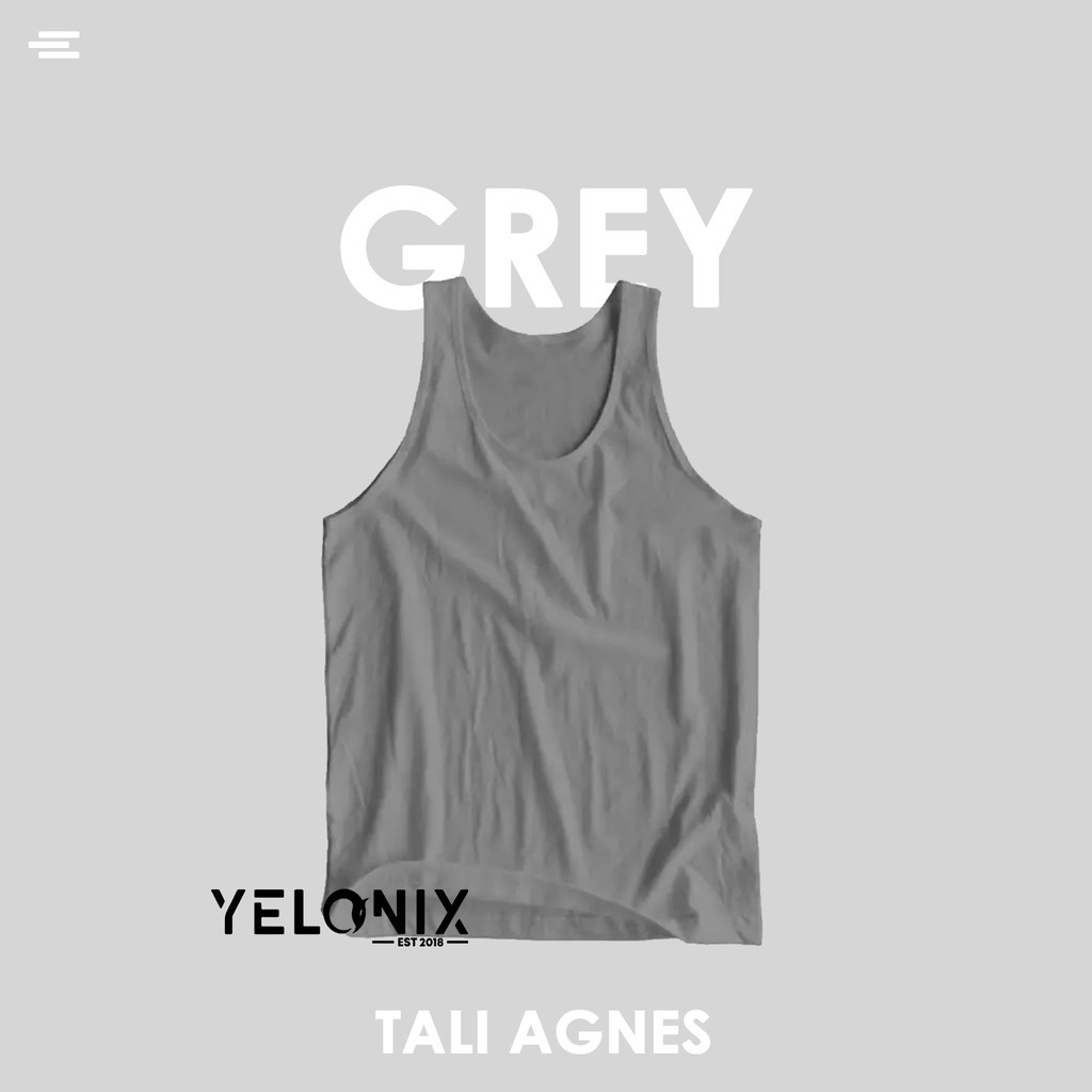 Tanktop Wanita ( SOFT SPANDEK ) Polos Tali Kecil / Besar / Agnes Singlet Kaos Dalam Cewek - YELONIX-GREY