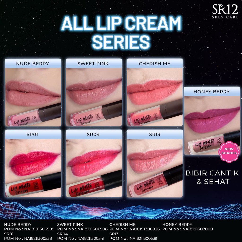 Lipstik SR12 | Lip Cream SR12 | Lip Matte Cream SR12 | Lip Mousse Cream SR12 | Kosmetik Bibir | Pelembab Bibir SR12 Skincare