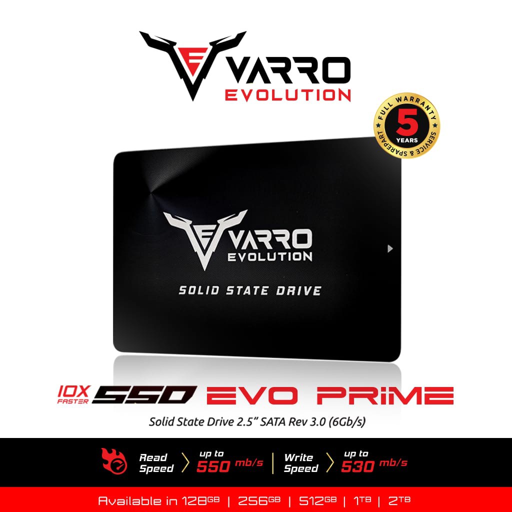 Ssd varro evolution evo prime 256gb 2.5&quot; sata III 3.0 6Gbps for pc cpu laptop enclosure ve1000zst - solid state drive 2.5 inch 256g sata3