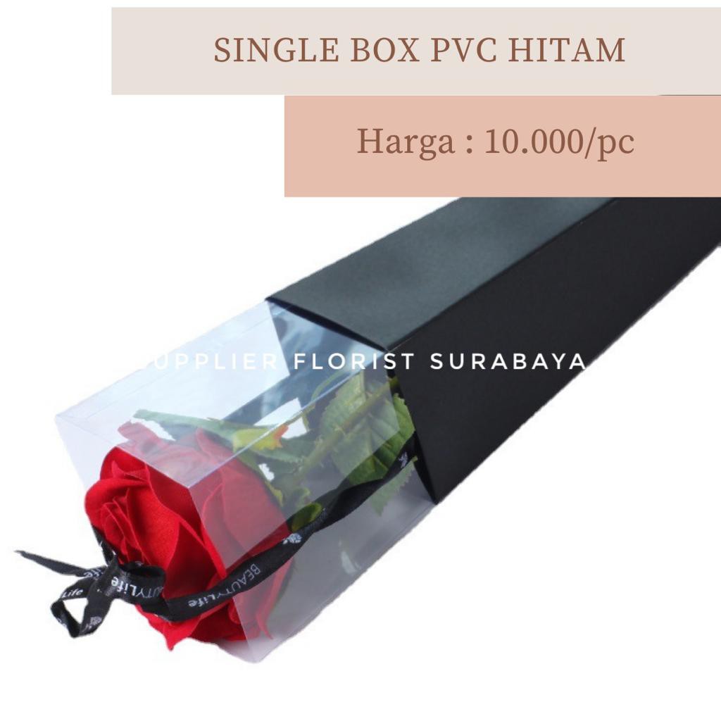 [HANYA BOX SAJA] SINGLE BOX PVC HITAM TINGGI 68CM UNTUK BUNGA SINGLE STALK ROSE