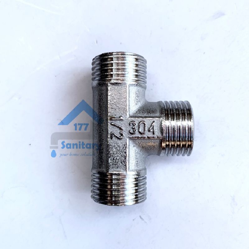 Nepel Tee Stainless 304  TS11- Nepel T Kran T shower sambungan kran pipa pipe ukuran 1/2 inch stenlis kloset closet