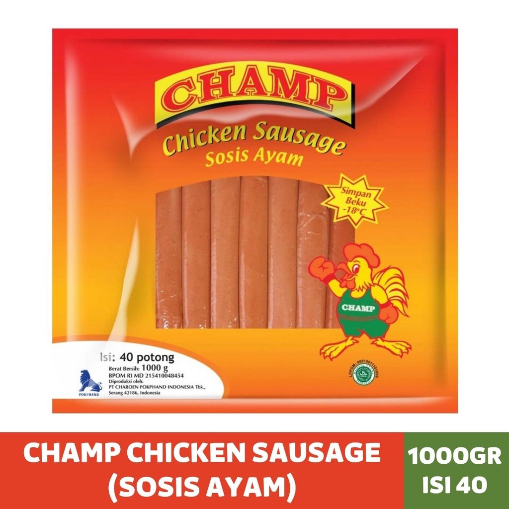 

Champ Sosis Ayam| Chicken Sausage 1Kg/40Pcs| Sosis Ayam Champ - 1Kg