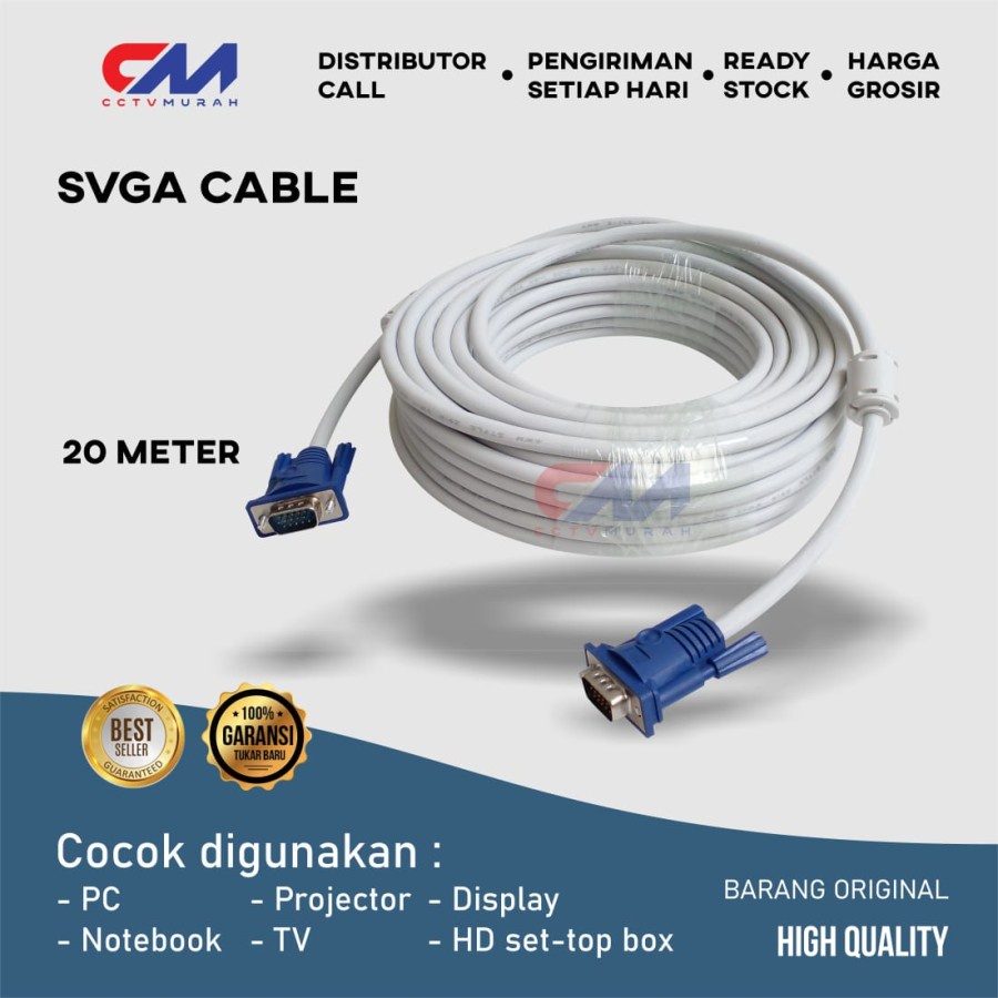 KABEL VGA MALE TO MALE 20 M