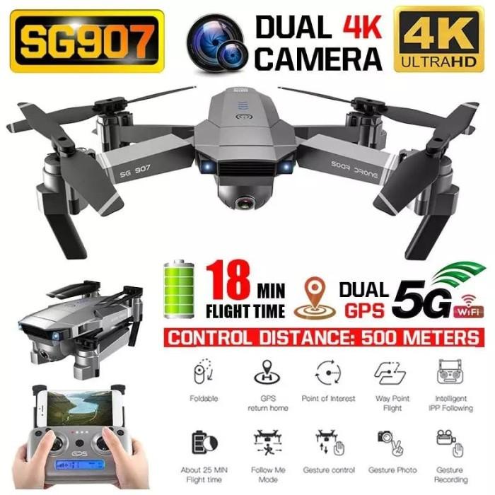 Drone | Rc Drone Murah Sg907 Dual Gps 4K Camera Servo Gimbal Free Tasdrone