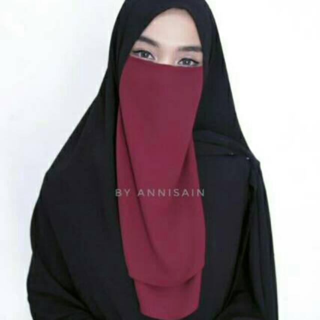 (PROMO) CADAR TALI 2 LAYER CERUTY BABYDOLL NIQAB NIQOB TANPA JAHITAN BAWAH MATA