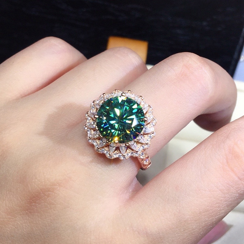 Cincin Cubic Zirconia Warna Hijau Untuk Wanita