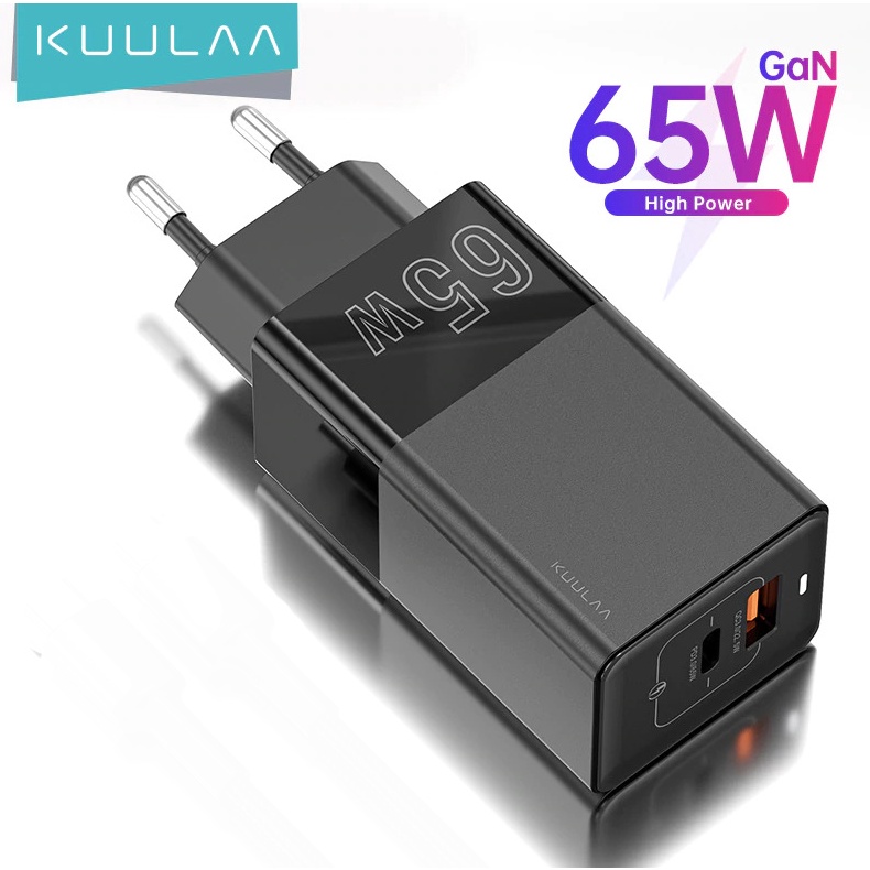 Kepala Charger Fast Charging USB Type C PD Quick Charge 2 Port 65W - KL-CD20 - Black