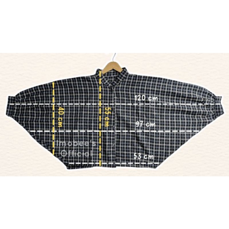 Jennie Batwing Tartan Oversize Crop Gridy Flanel / Kemeja Outer / Batwing Flanel Oversize