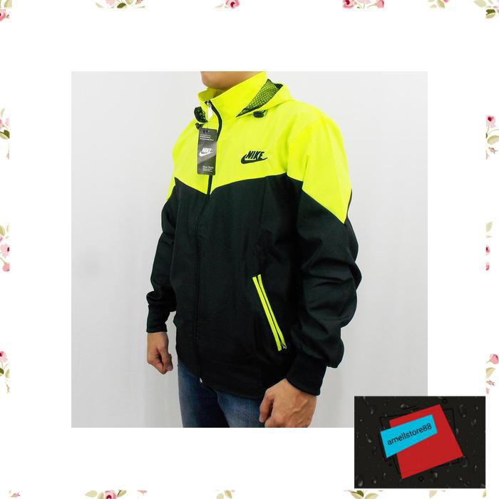 Jaket Pria parasut parka gunung NIKE PARASUT KUNING STABILO HITAM TRAINING OLAH RAGA01 PP110