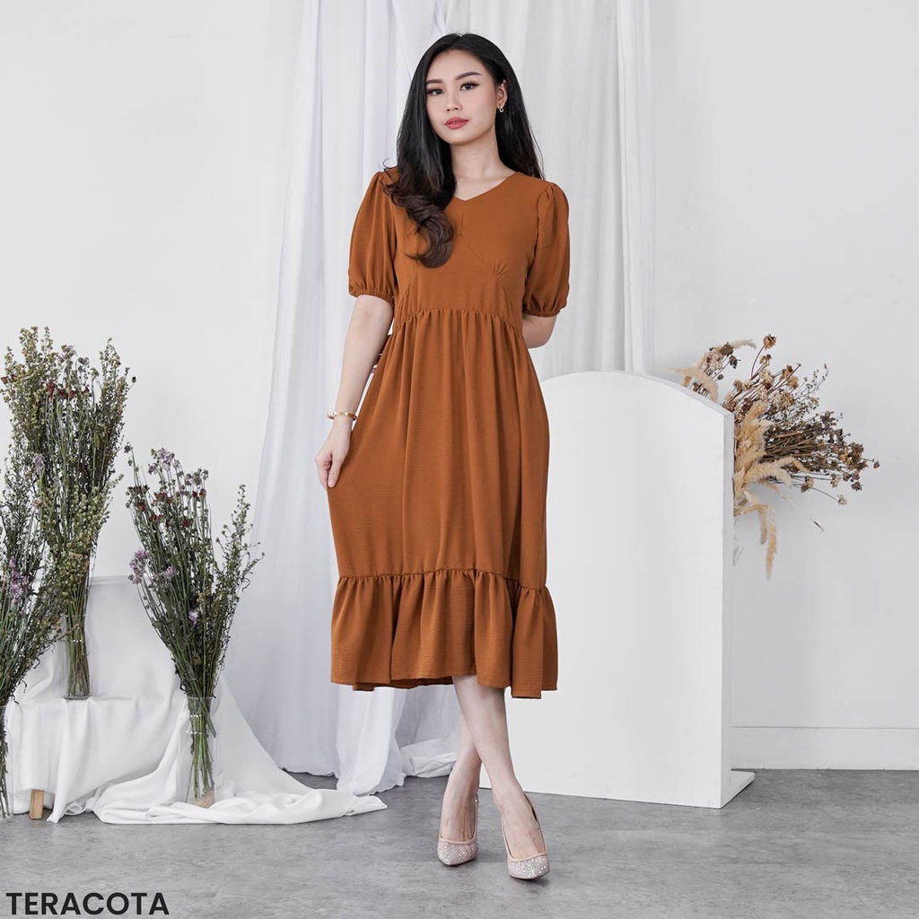 Mia Puff Shor Sleeve Dress Wanita Casual Party