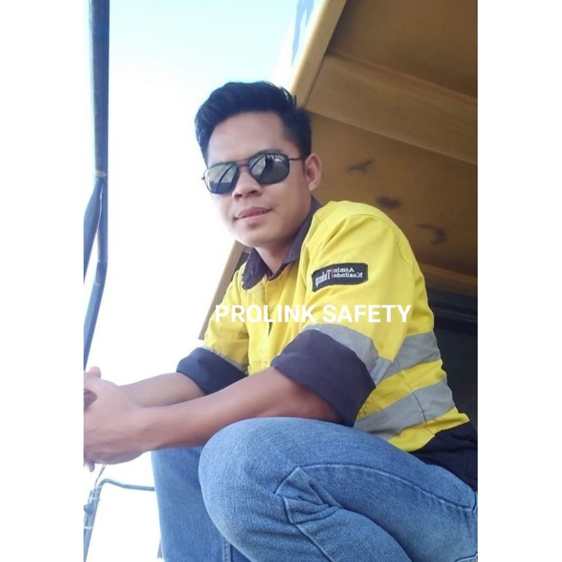 KANCING SERAGAM SAFETY BAJU KERJA WEARPACK KUNING DONGKER NAVY BERLOGO K3 BENDERA