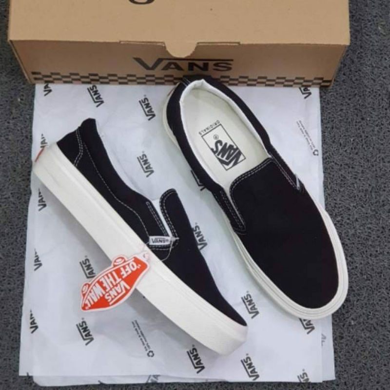 SEPATU VANS SLIPON BLACK WHITE OG SlSNEAKERS PRIA SNEAKERS WANITA SEPATU TANPA TALI