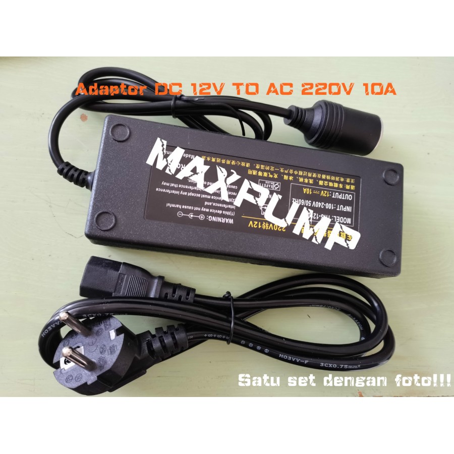 Adaptor DC TO AC 10A12V Converter Pompa Ban Vacum 10A Ke Rumah Listrik