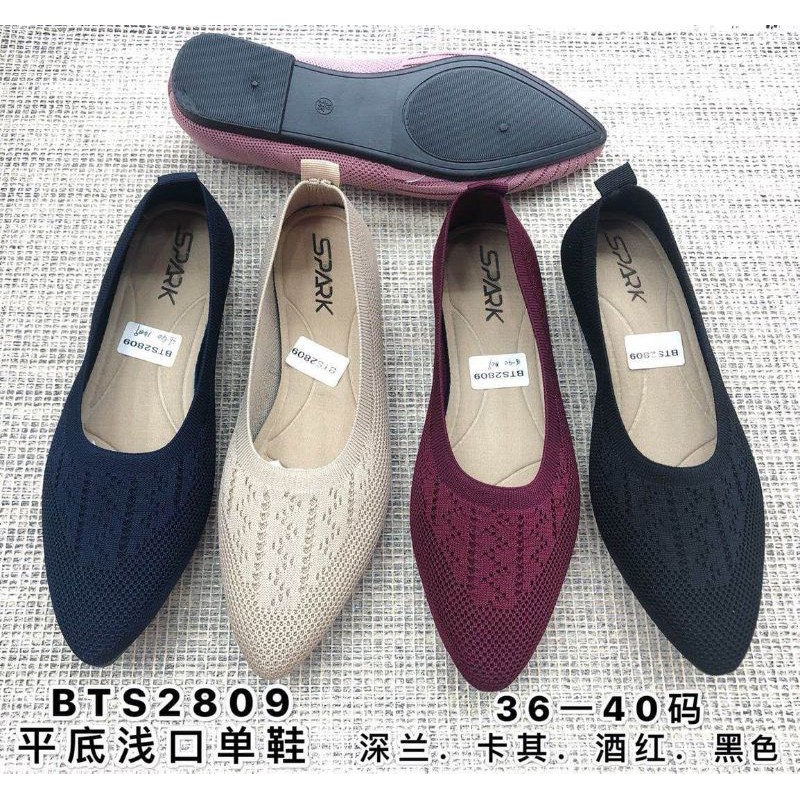 Flat shoes, sepatu wanita, sepatu slop on, sepatu rajut, sepatu spark BTS2809