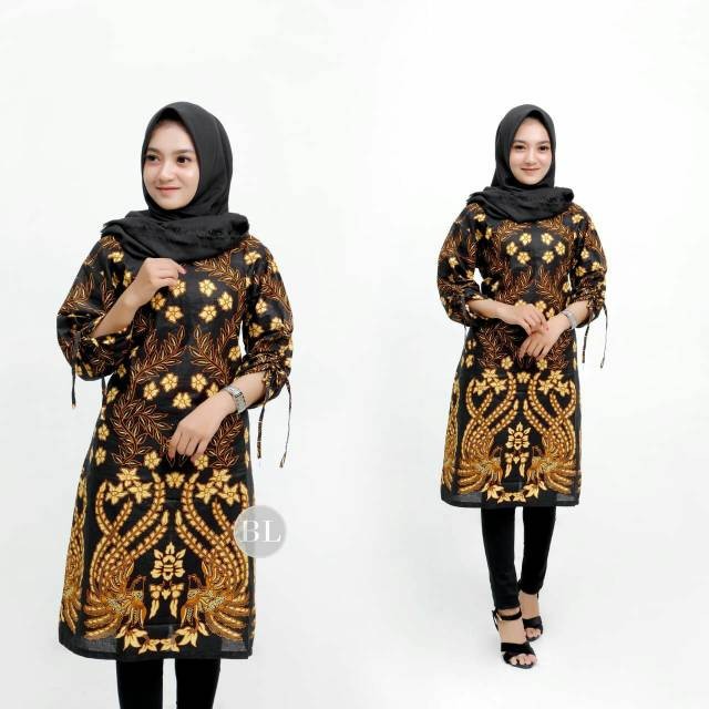 M-l-xl-xxl Batik Tunik Wanita Asj Sa Hrb026 Kenongo Pekalongan Sogan Tulis