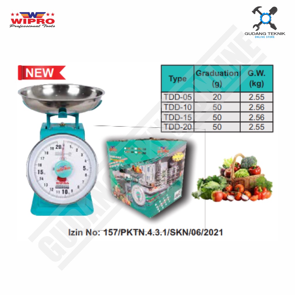 Timbangan Duduk Dapur 5KG 10KG 15KG 20KG WIPRO / Timbangan Serbaguna Dapur WIPRO TDD05 - TTD10 - TDD15 - TDD20