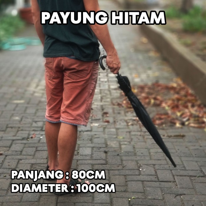 Payung Hitam / Putih/ Transparan Korea Jepang Black Umbrella Kualitas Bagus  ibz