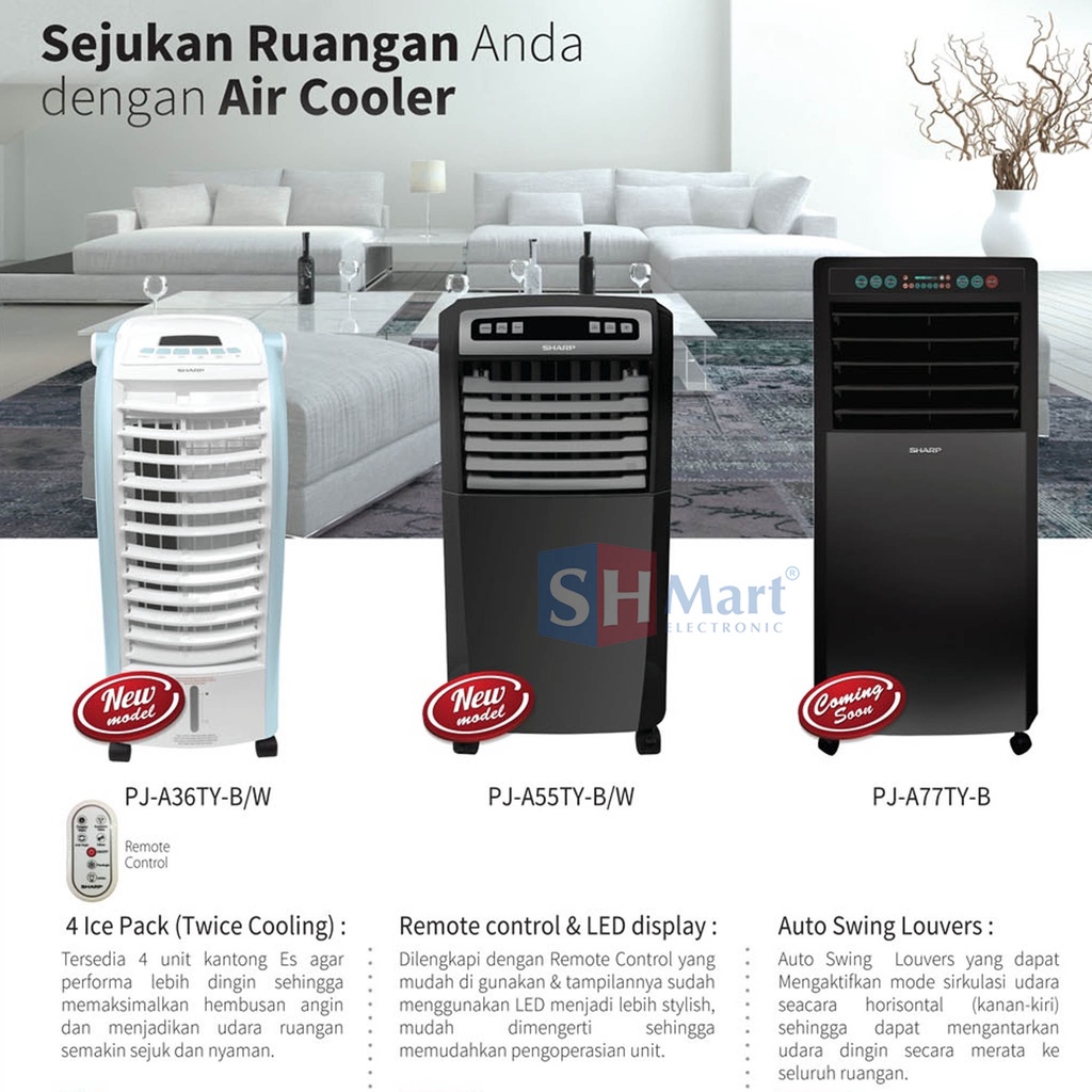 AIR COOLER SHARP  PJ-A26MY / PJ-A36TY / PJ-A55TY / PJ-A77TY GARANSI RESMI