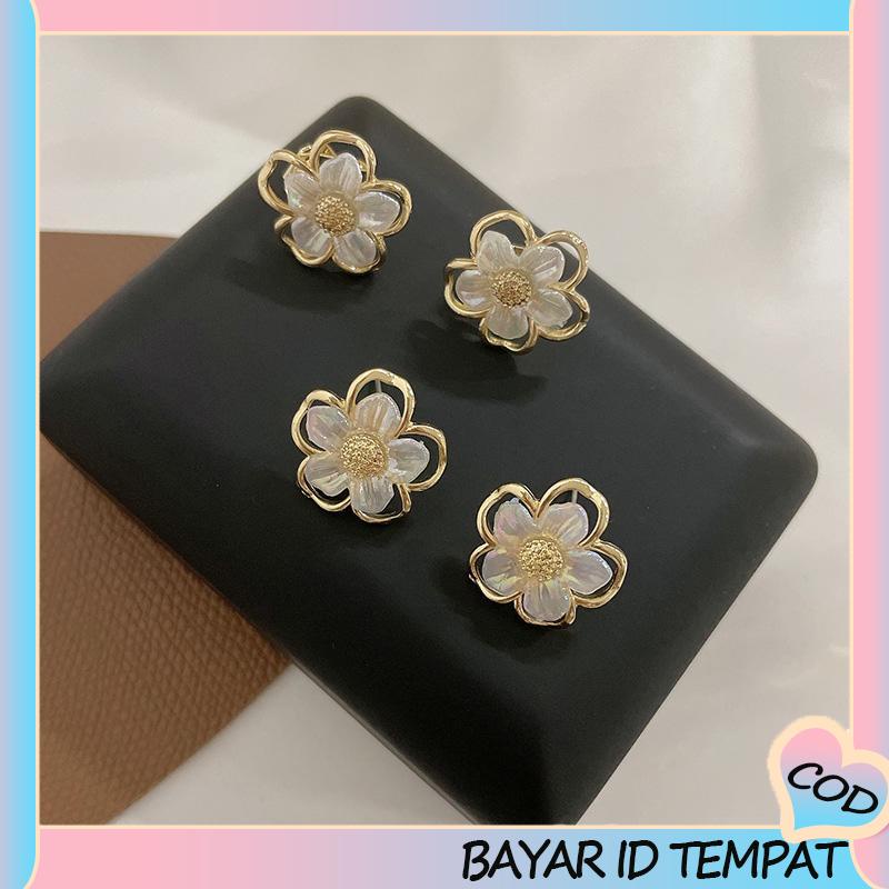 COD❤️ Simple Retro Super Fairy Double Layer Flower Earrings Wanita Anting Fashion Pribadi-A.one