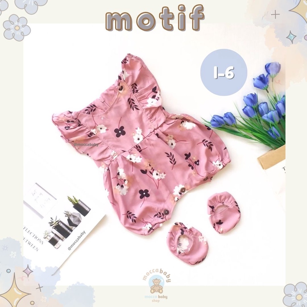 MBSS - BBB JUMPSUIT ZEELAA setelan anak perempuan jumper bayi motif bunga lucu free sarung kaki PART 2