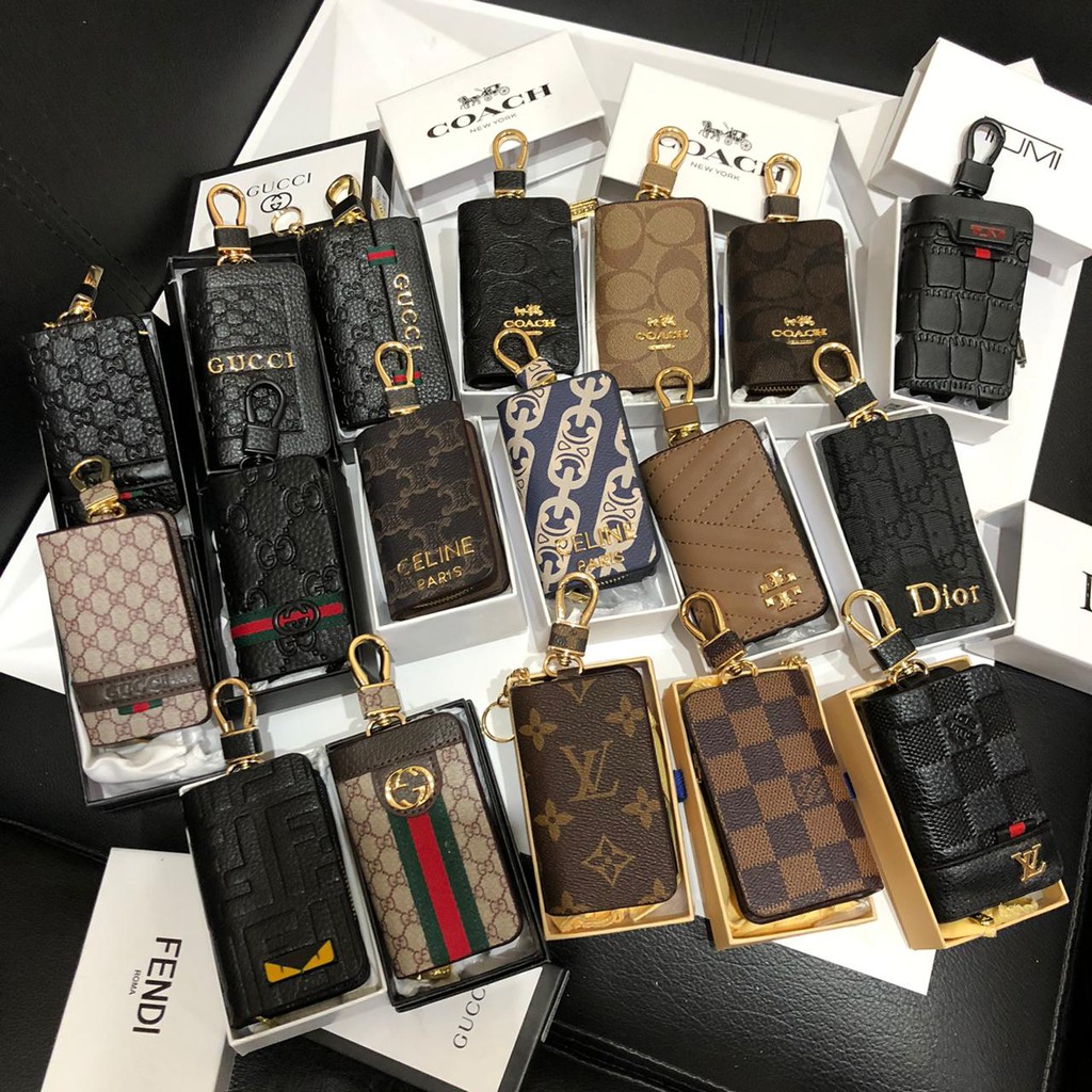 DOMPET KUNCI MOBIL MOTOR PRIA KULIT KUALITAS PREMIUM GUCCI LV DIOR COACH CELINE TUMI TORY FENDI