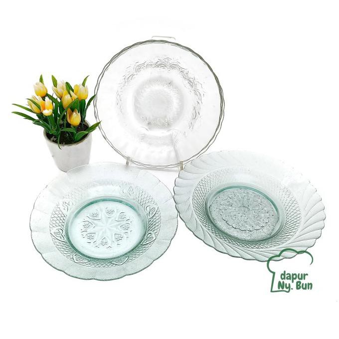 6 Pcs Piring Makan Kaca Beling Murah Ukuran 7 Inch - Bening
