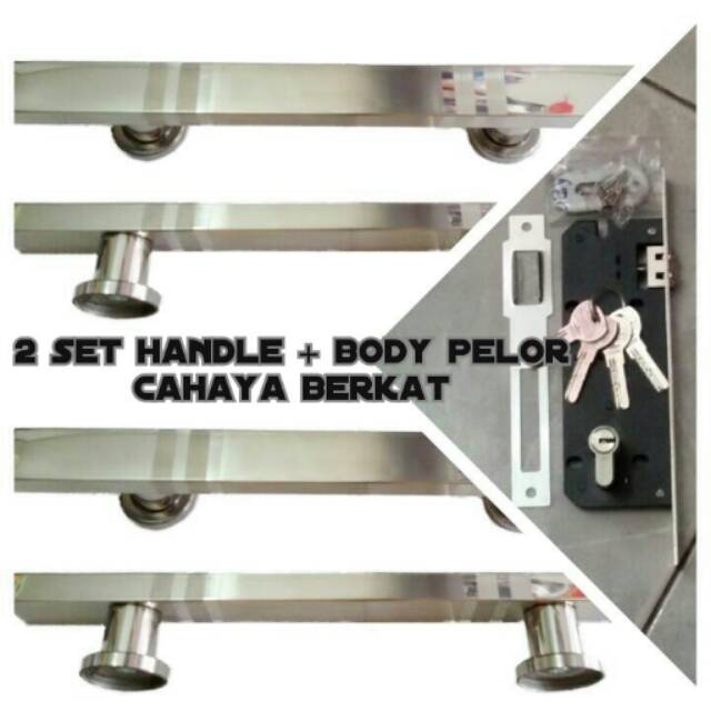 handle pintu stainless 2set+kunci