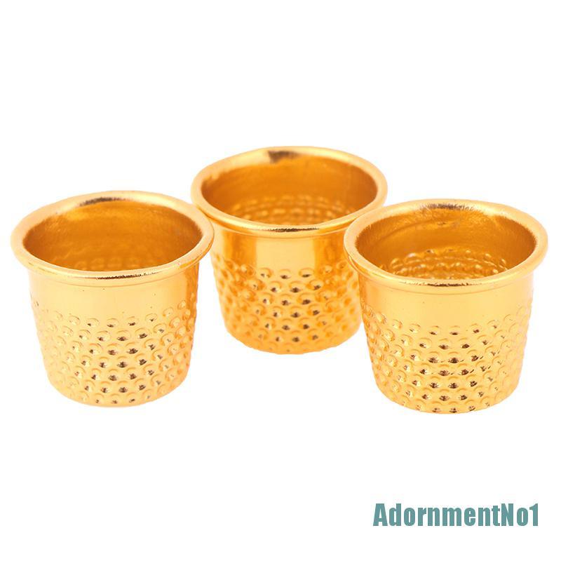 (AdornmentNo1) 10pcs Pelindung Jari Bahan Metal Warna Gold Untuk Menjahit