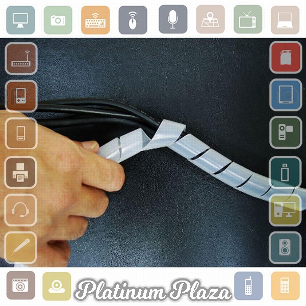 HUXUAN Spiral Pembungkus Kabel Listrik/Selang Ukuran 10MM x 8M - HPS-60 - Black`HV3M2P-
