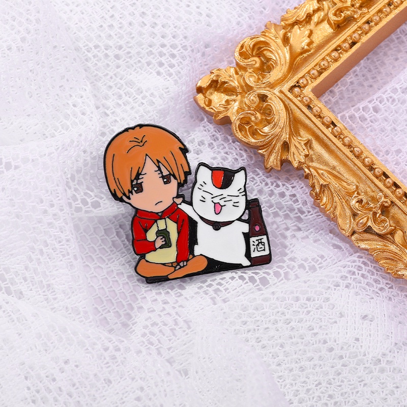 Bros Pin Desain Natsume and The Cat Untuk Aksesoris Pakaian