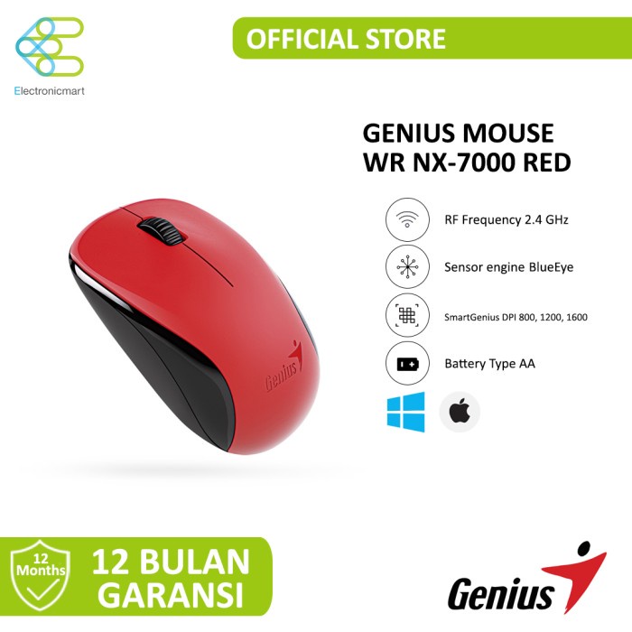 Wireless Mouse Genius NX7000 NX-7000 - Merah